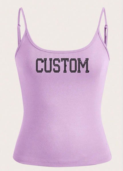 Varsity Rhinestone Skinny Strap Tank