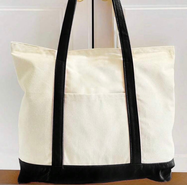 Contrast Strap Tote Bag