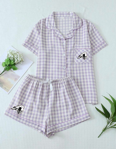 Gingham T Shirt and Shorts Pajama Set