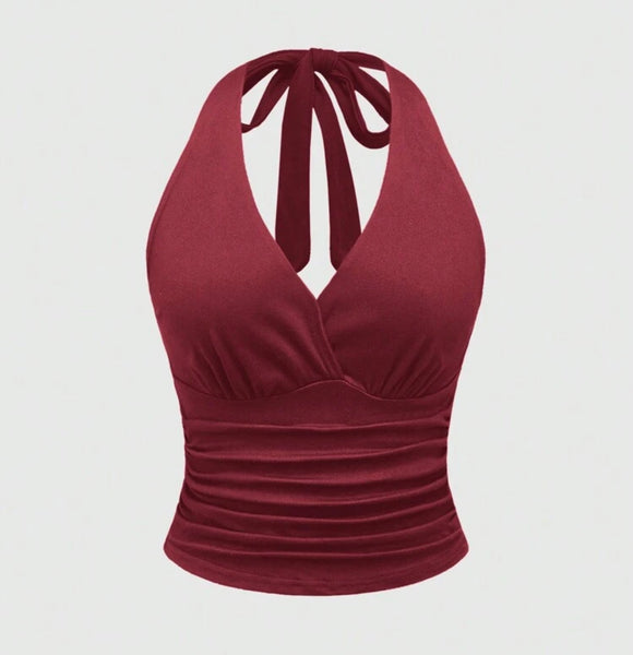 V Neck Tied Halter
