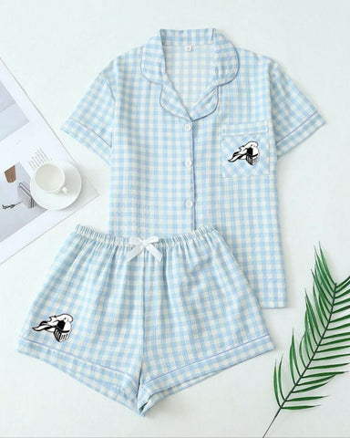 Gingham T Shirt and Shorts Pajama Set