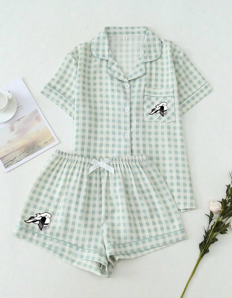 Gingham T Shirt and Shorts Pajama Set