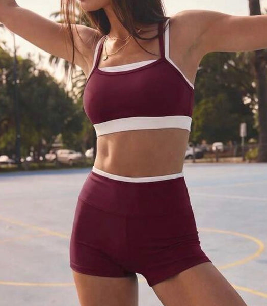 Double Layered Workout Top and Shorts Set