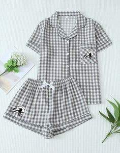 Gingham T Shirt and Shorts Pajama Set