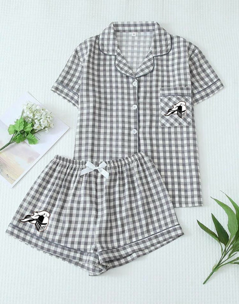 Gingham T Shirt and Shorts Pajama Set