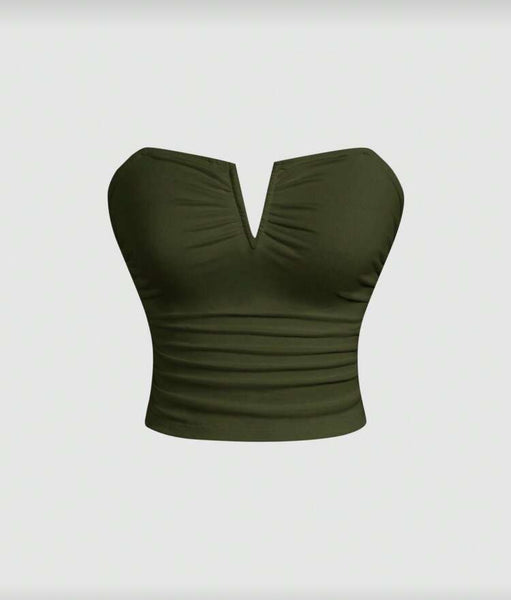 Deep V Cropped Tube Top
