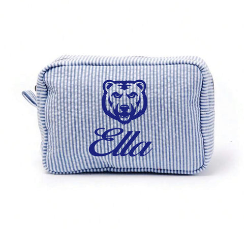 Seersucker Name Makeup Bag