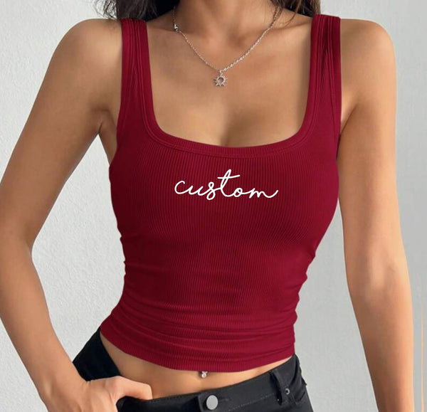 Script Square Neck Tank