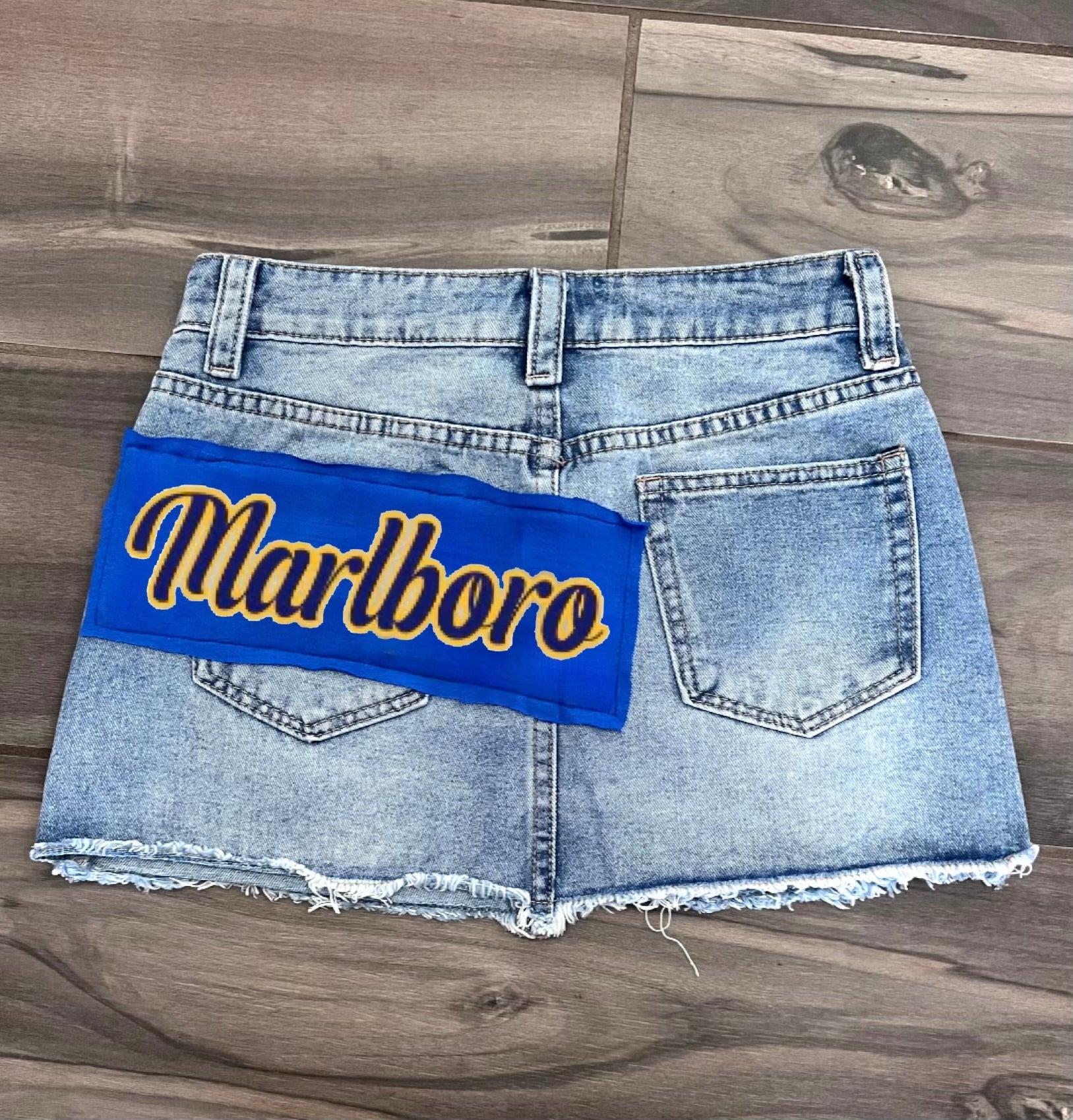 Script Denim Mini Skirt