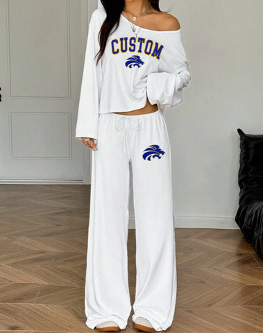 Off Shoulder Long Sleeve and Pants Set