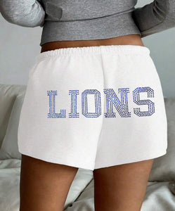 Rhinestone Text Mini Shorts