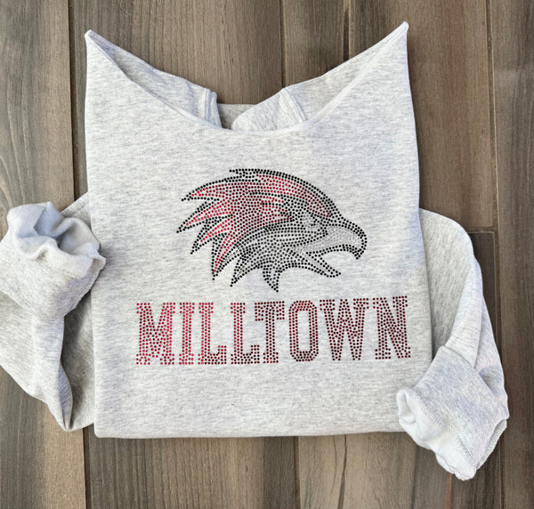 Rhinestone Logo and Text Crewneck