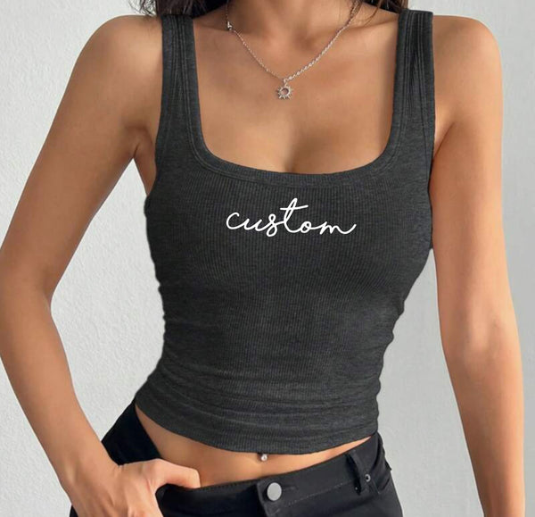 Script Square Neck Tank