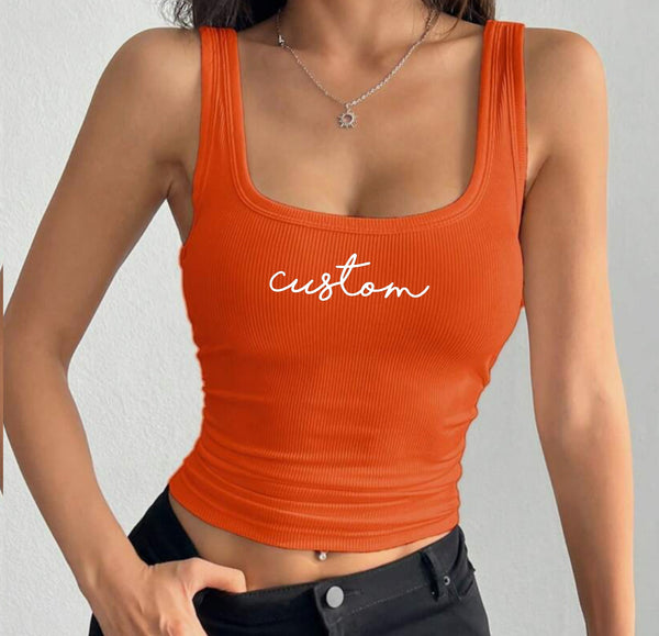 Script Square Neck Tank