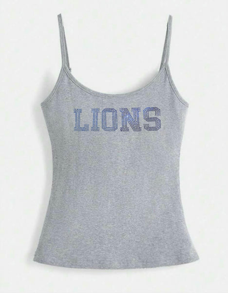 Varsity Rhinestone Skinny Strap Tank