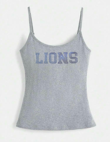 Varsity Rhinestone Skinny Strap Tank