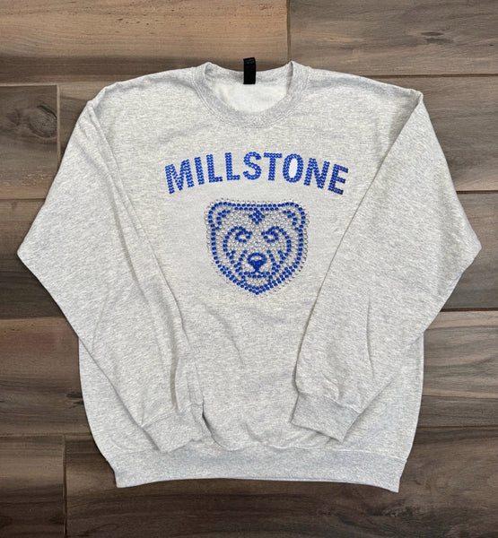 Rhinestone Arched Text and Logo Crewneck