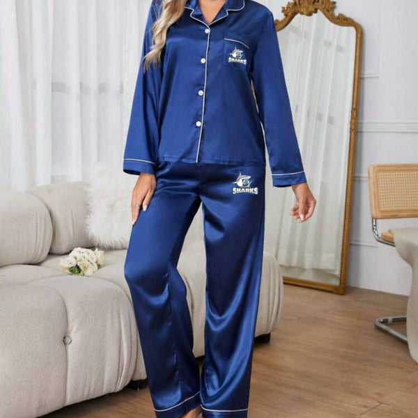 Satin Long Sleeve Shirt and Pants Pajama Set