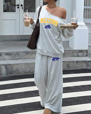 Loose Off Shoulder and Pants Pants Set