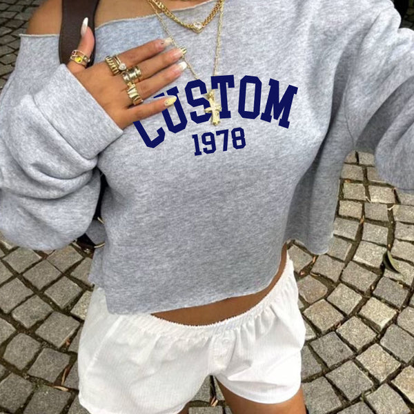 Year Est Off Shoulder Crewneck