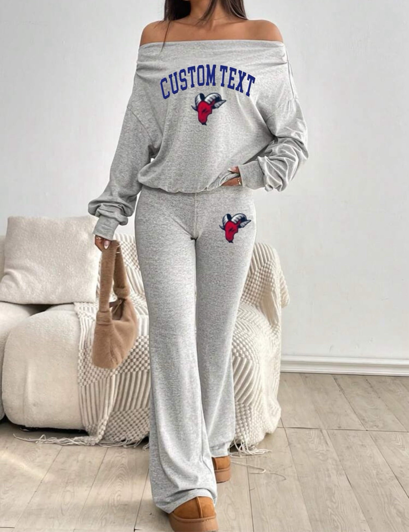 Loose Off Shoulder and Yoga Pants Set