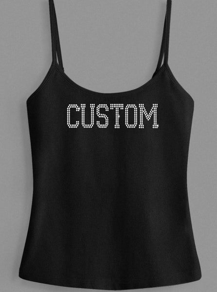 Varsity Rhinestone Skinny Strap Tank