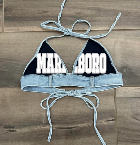 Denim Triangle Bra Top
