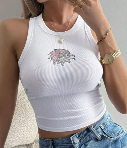 Rhinestone High Neck Tank