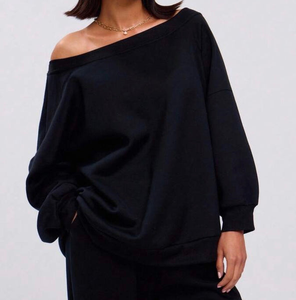 Rhinestone Logo Super Soft Off Shoulder