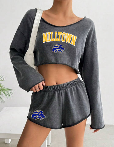 Off Shoulder Long Sleeve and Shorts Set