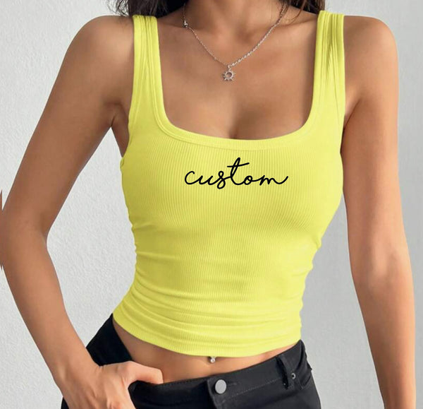 Script Square Neck Tank