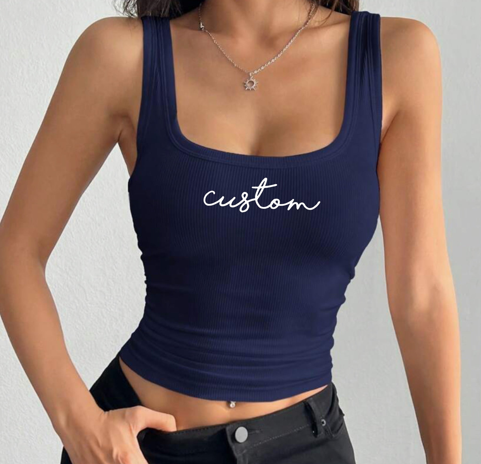 Script Square Neck Tank