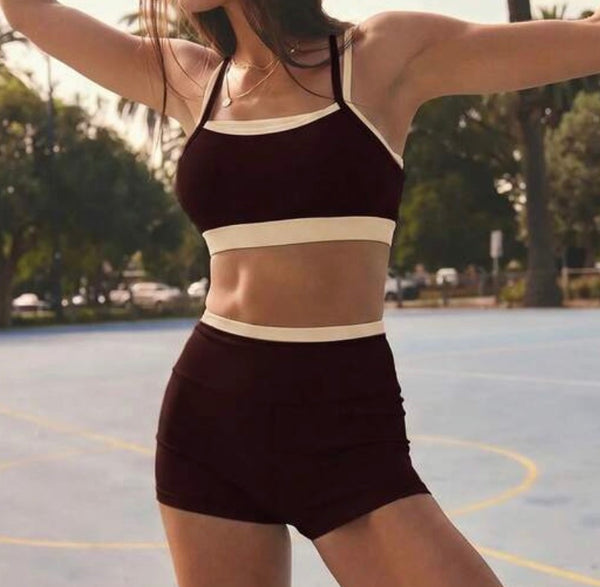 Double Layered Workout Top and Shorts Set
