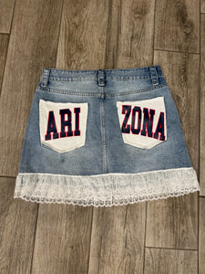 Lace Detail Denim Mini Skirt