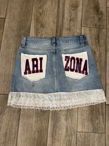 Lace Detail Denim Mini Skirt