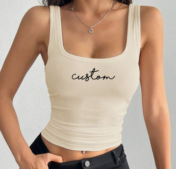 Script Square Neck Tank