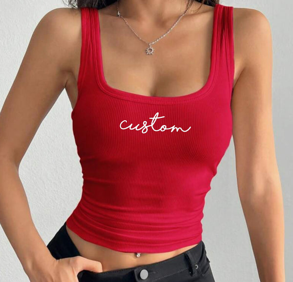 Script Square Neck Tank