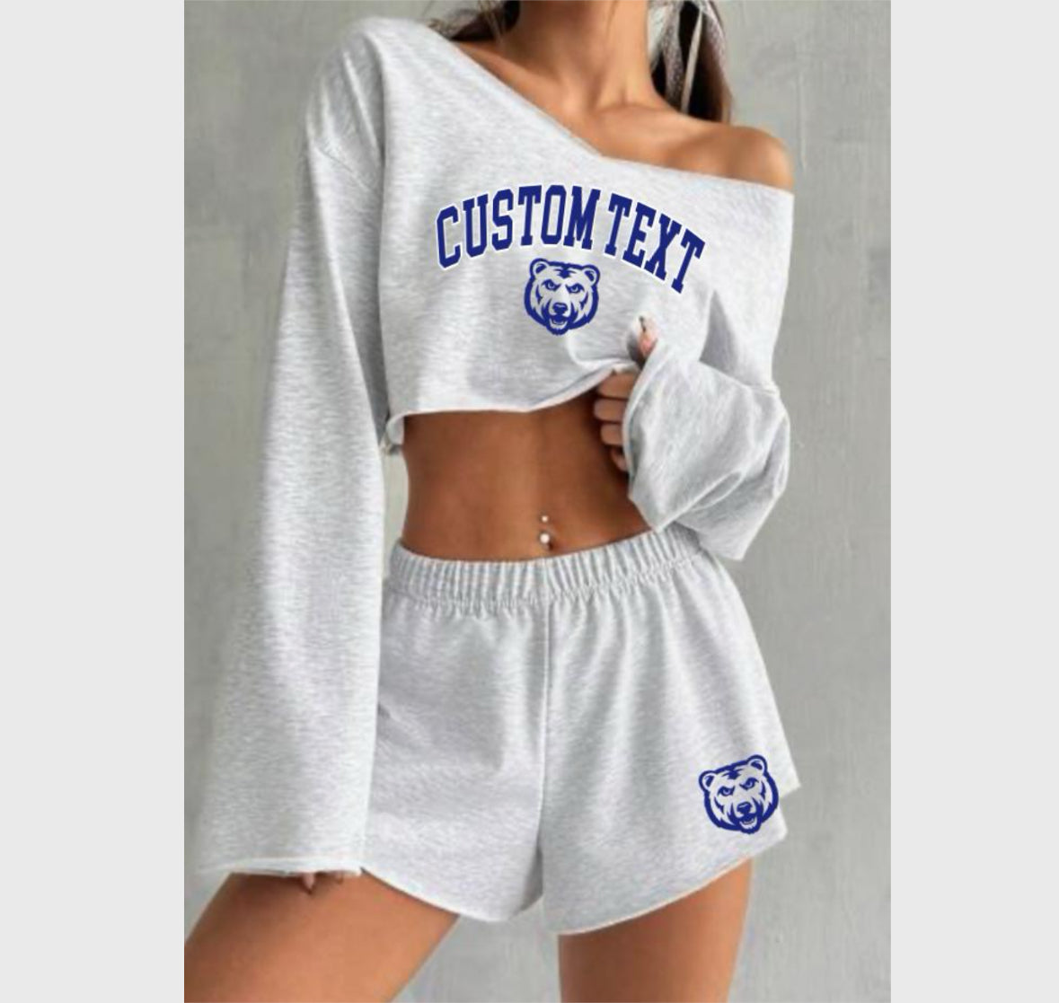 Off Shoulder Long Sleeve and Shorts Set