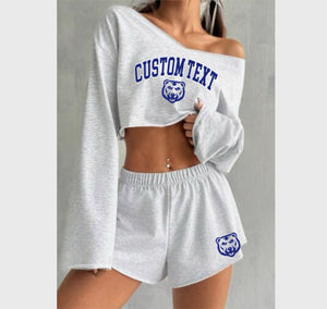 Off Shoulder Long Sleeve and Shorts Set