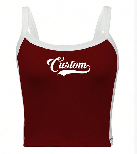 Underline Script Contrast Stitching Tank
