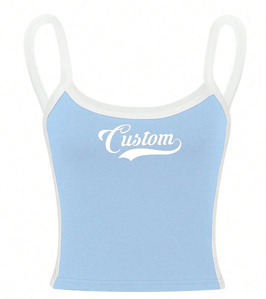 Underline Script Contrast Stitching Tank