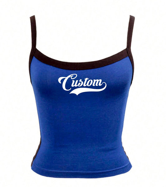 Underline Script Contrast Stitching Tank