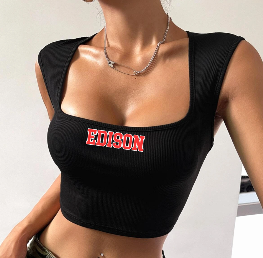 Ribbed Thick Strap Crop Top