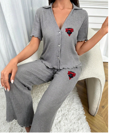 Gray Button PJ Set