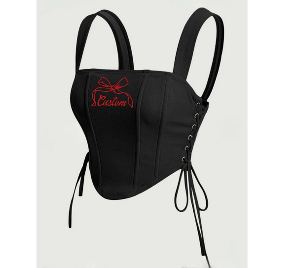 Lace Up Bow Script Tank