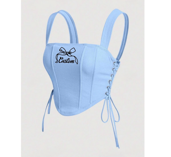 Lace Up Bow Script Tank