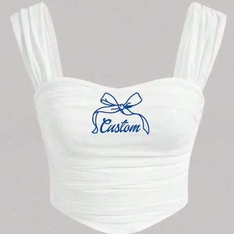 Scallop Bow Script Crop Top
