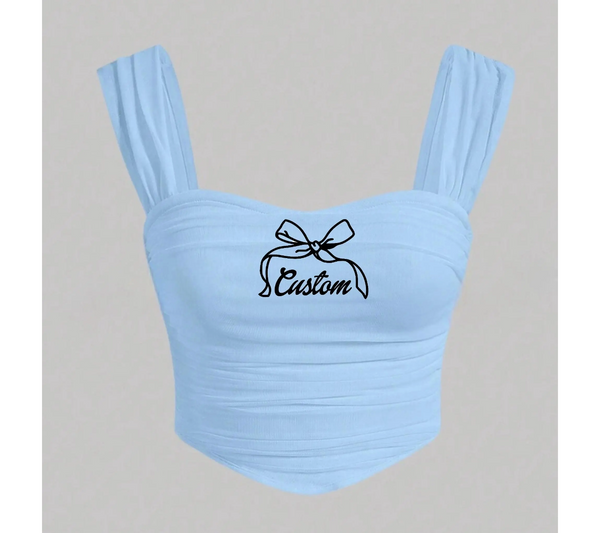 Scallop Bow Script Crop Top