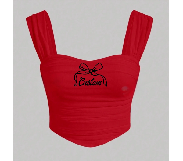 Scallop Bow Script Crop Top