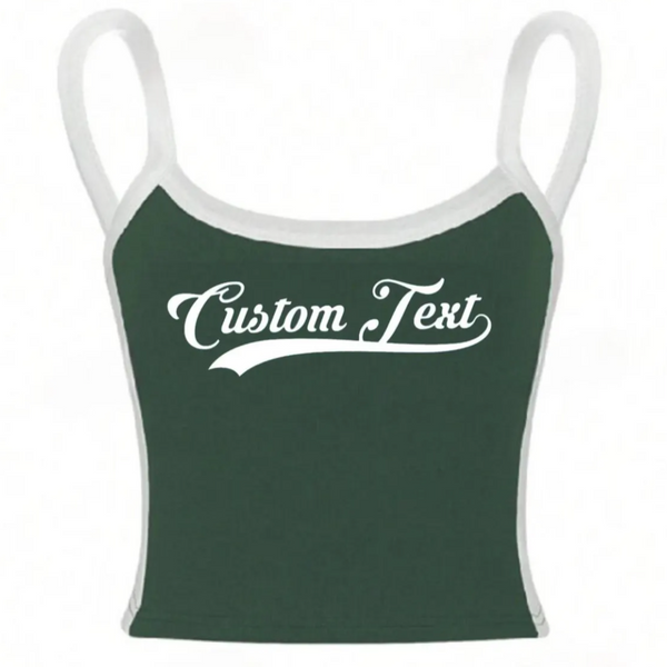 Underline Script Contrast Stitching Tank